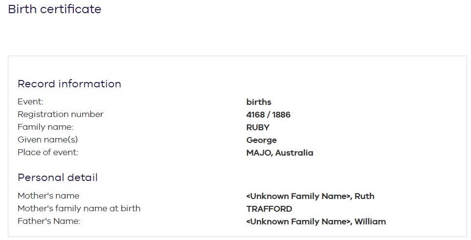 RUBY George Dyson Napier 1886 birth