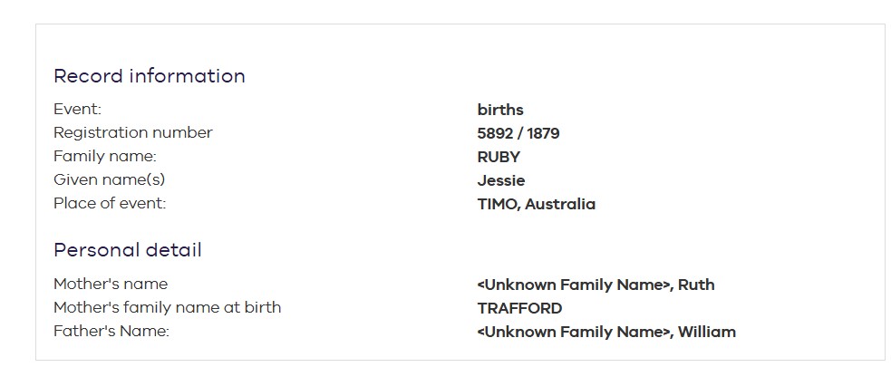 RUBY(MELLIS) Jessie 1879 Birth